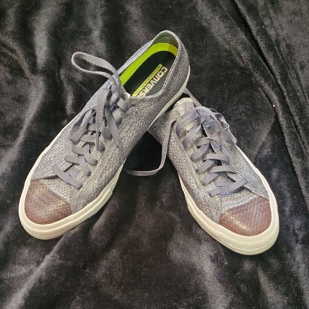 Converse Men's Gray And Tan Sneakers, Size 10.5